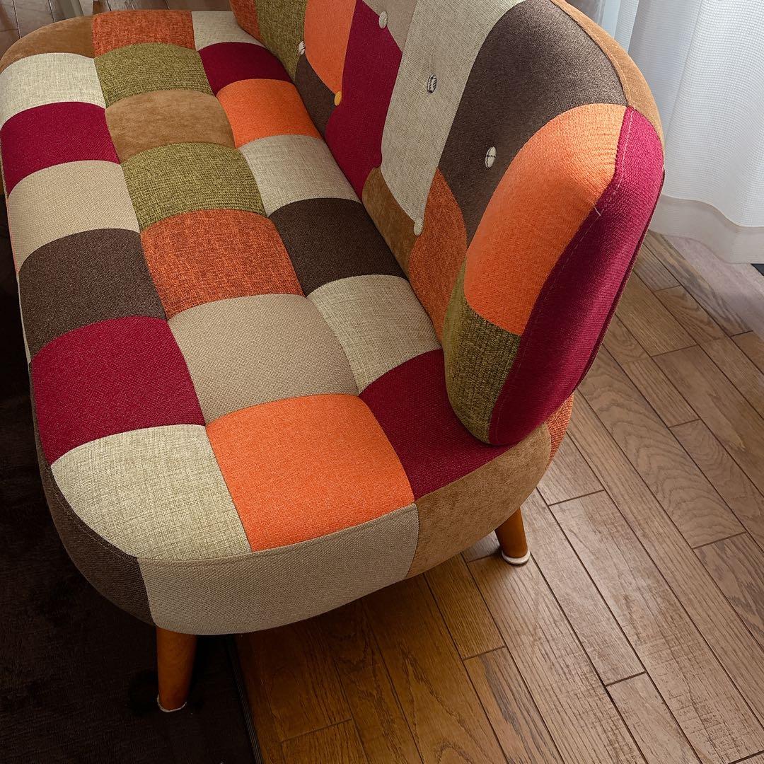 オシャレ】不二貿易 2人掛け ソファ パッチワーク ニノなのに インスタ映え