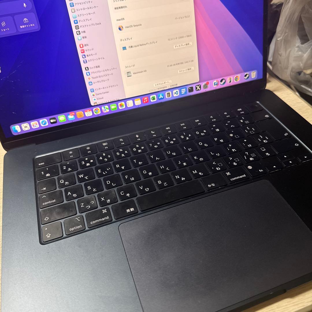 macbook air 15インチ m2 15インチ 8GB 256GB