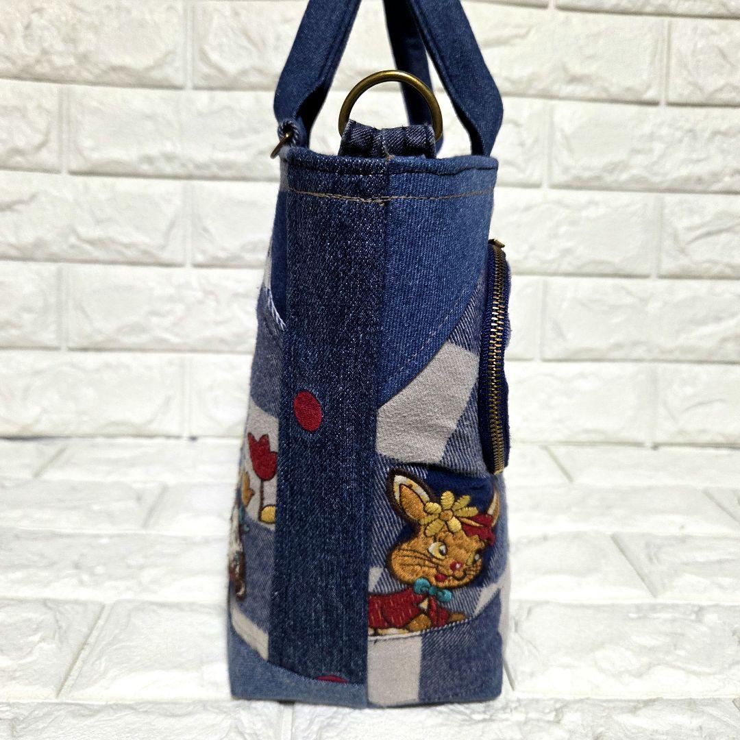 908 デニム＊リメイク＊パンダ＊バッグ＊トートバッグ