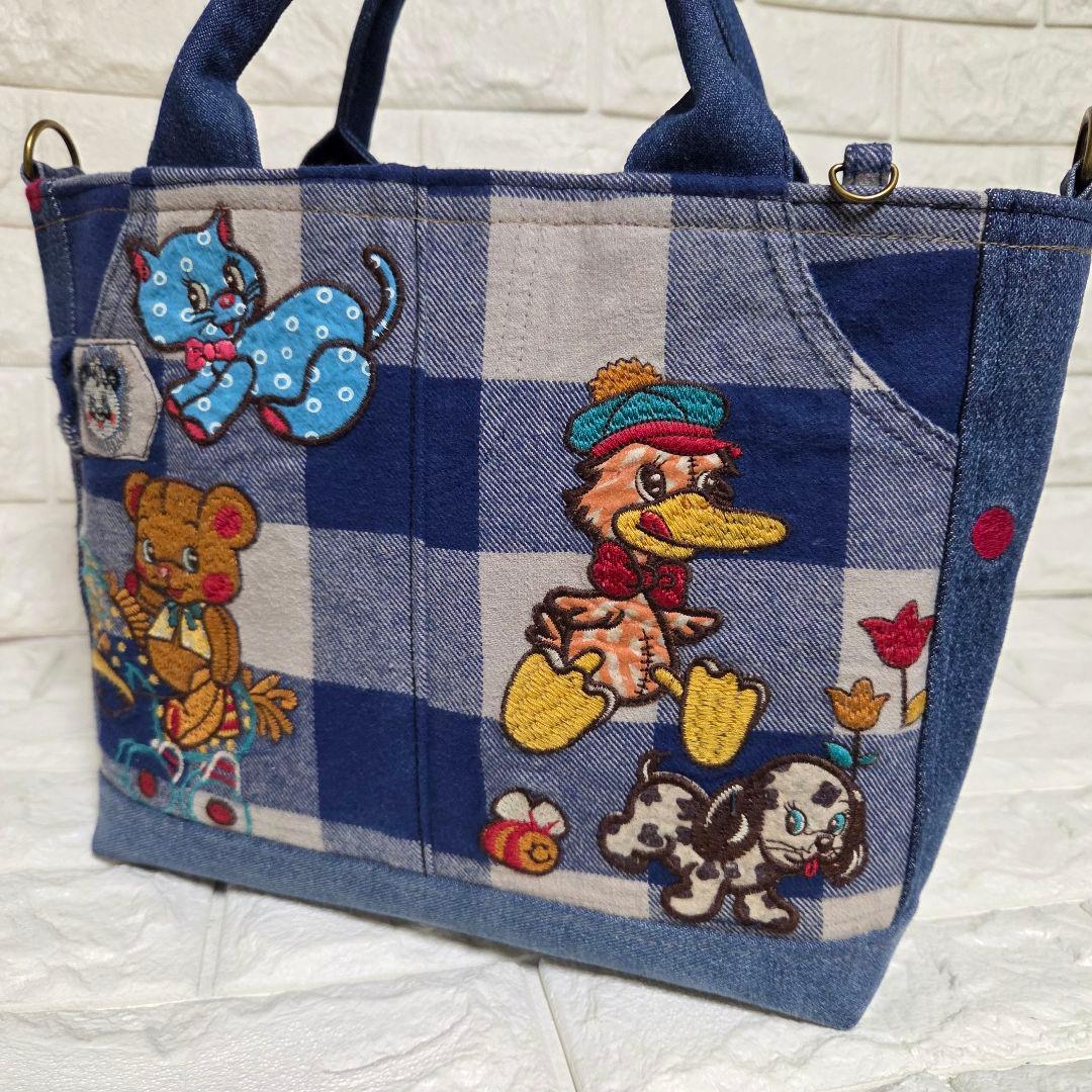 908 デニム＊リメイク＊パンダ＊バッグ＊トートバッグ
