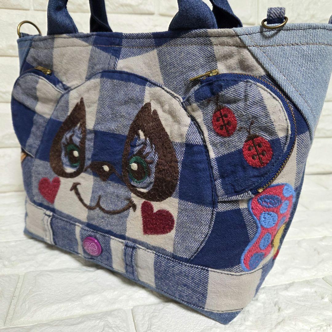 908 デニム＊リメイク＊パンダ＊バッグ＊トートバッグ