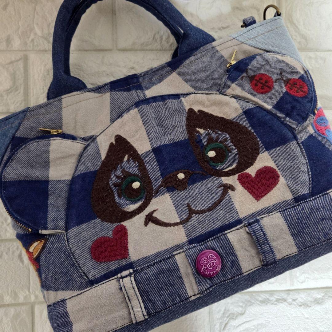 908 デニム＊リメイク＊パンダ＊バッグ＊トートバッグ