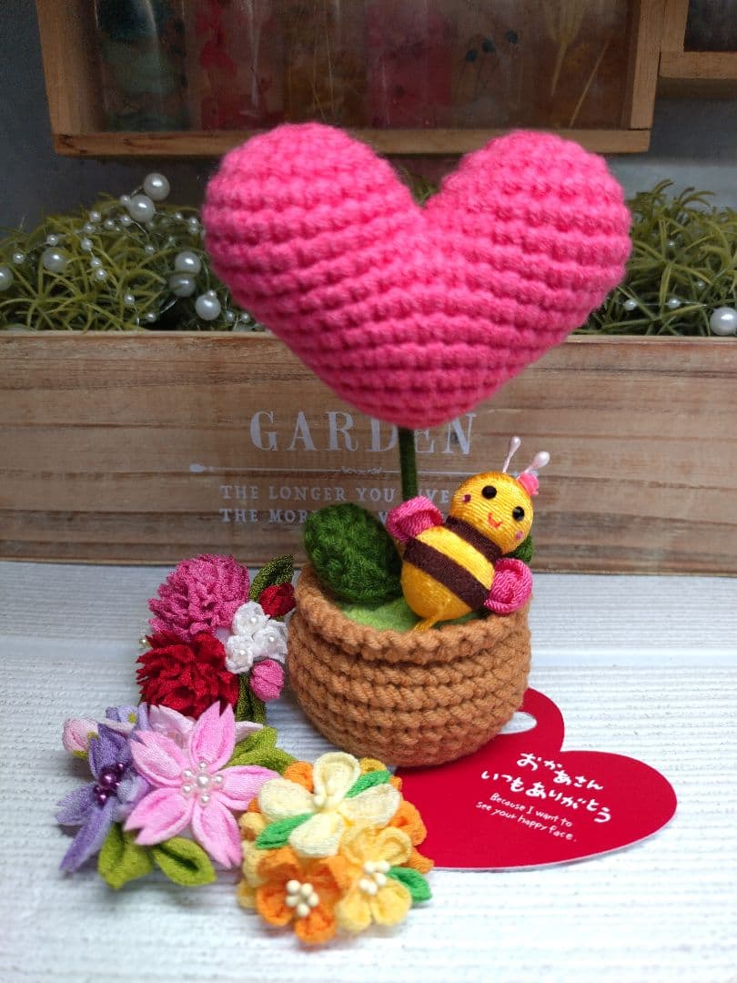 ♥A♡可愛いハートの植木鉢とハチさんセット*♡♥