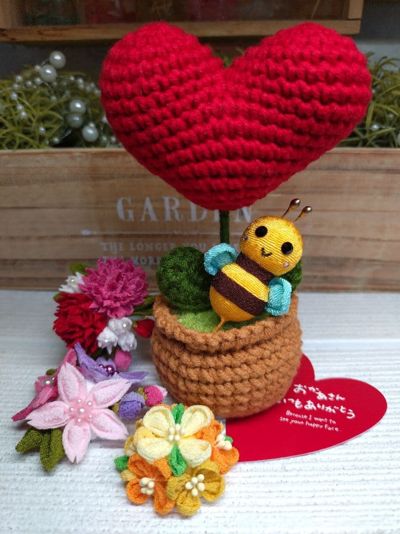 ♥A♡可愛いハートの植木鉢とハチさんセット*♡♥