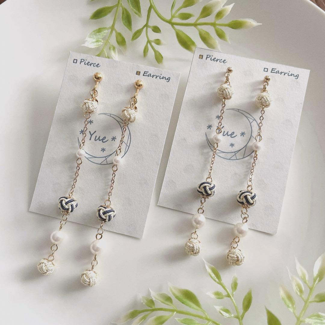 *淡路玉のロングピアス*【No.324】