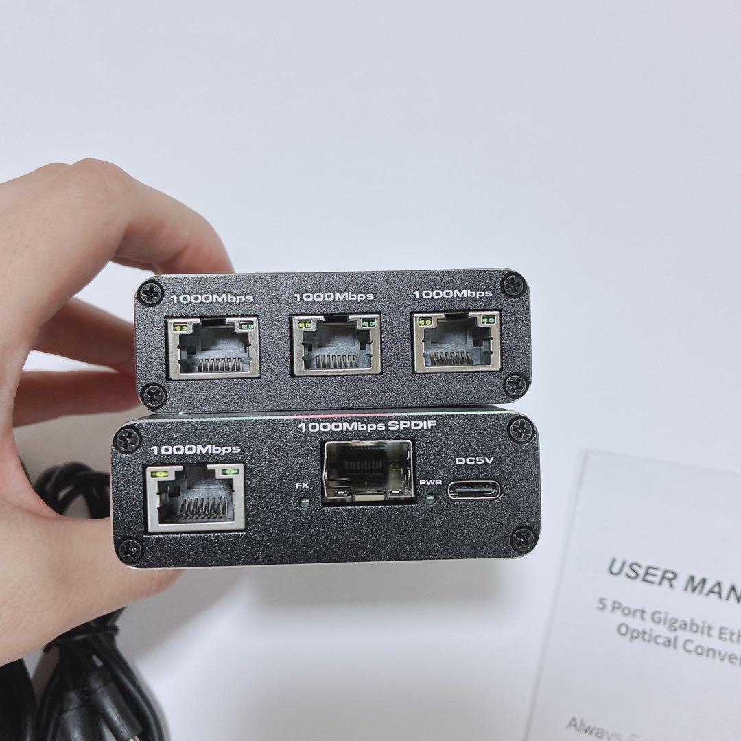 1.25ギガ 光コンバーター 5ポート ギガビットイーサネット RJ45