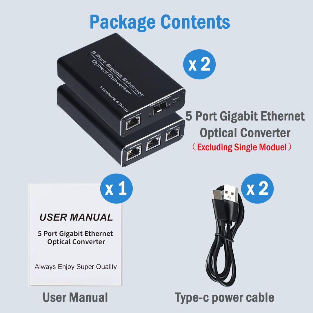 1.25ギガ 光コンバーター 5ポート ギガビットイーサネット RJ45