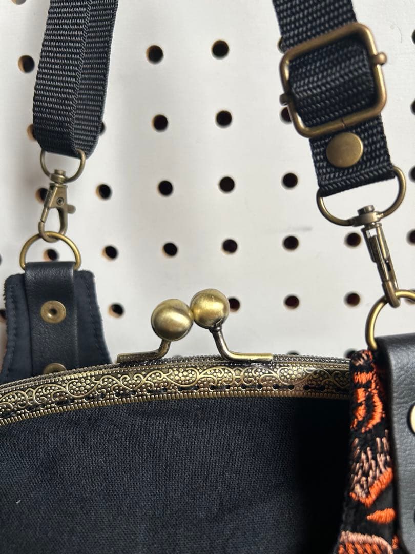 ＊ハンドメイド＊　お取り置き分　可愛い25口金ショルダーがま口バッグ　２点