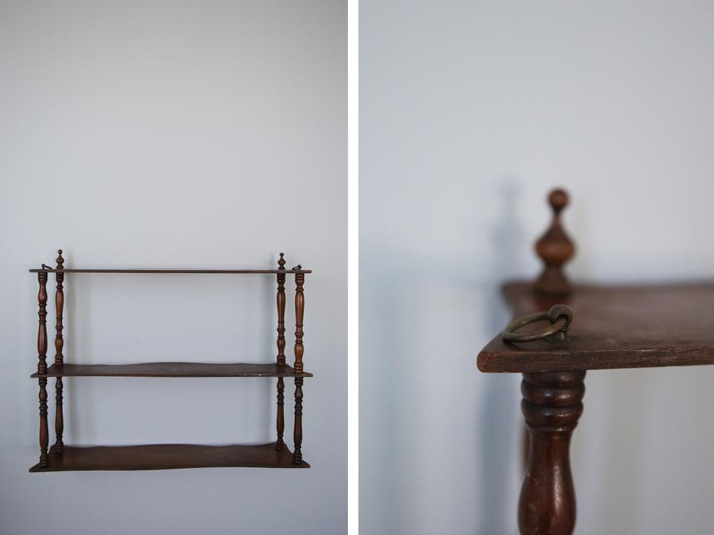 フランスアンティーク木製ウォールシェルフ/壁掛けラック/飾り棚(90-179)