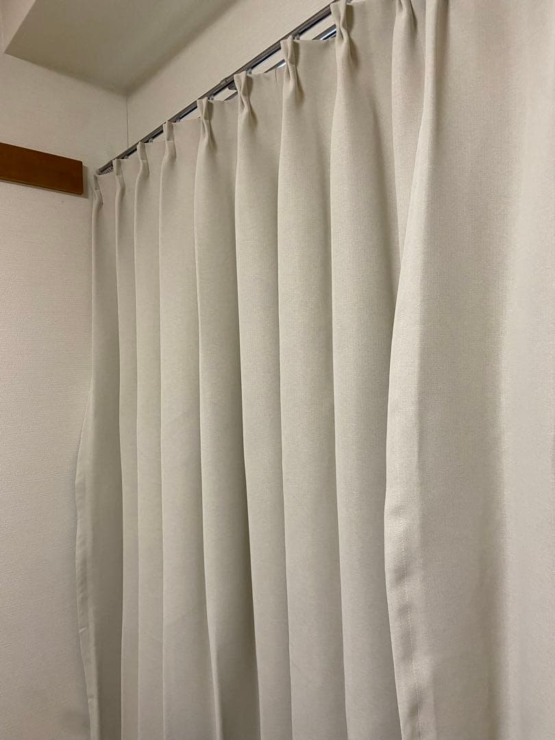 幅130cm×丈178cm遮光1級アイボリーカーテン2枚＆ミラーレース2枚セット