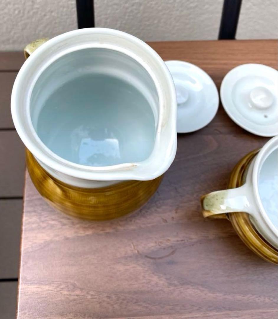 ヴィンテージ風 飴釉ティーセット 7点 YK刻印 民芸調 レトロ　おまけ付き