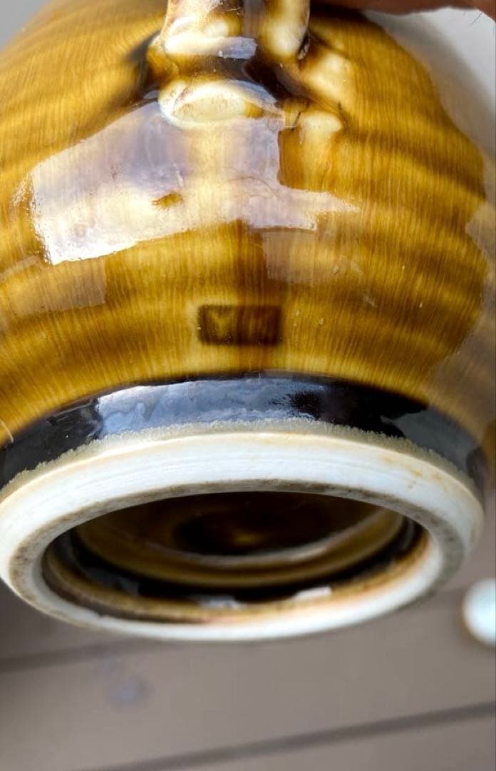 ヴィンテージ風 飴釉ティーセット 7点 YK刻印 民芸調 レトロ　おまけ付き