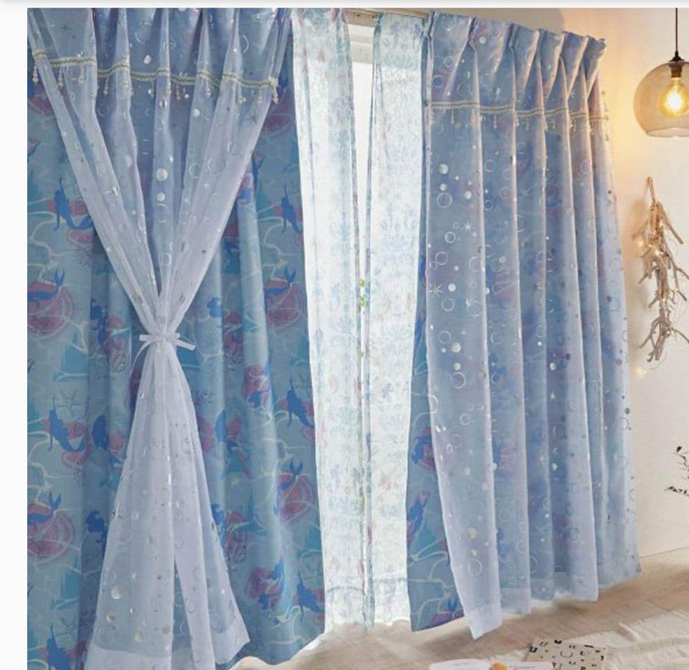 ず*ち様 ベルメゾン アリエル カーテン レース4枚セット　遮光カーテン　ディズ