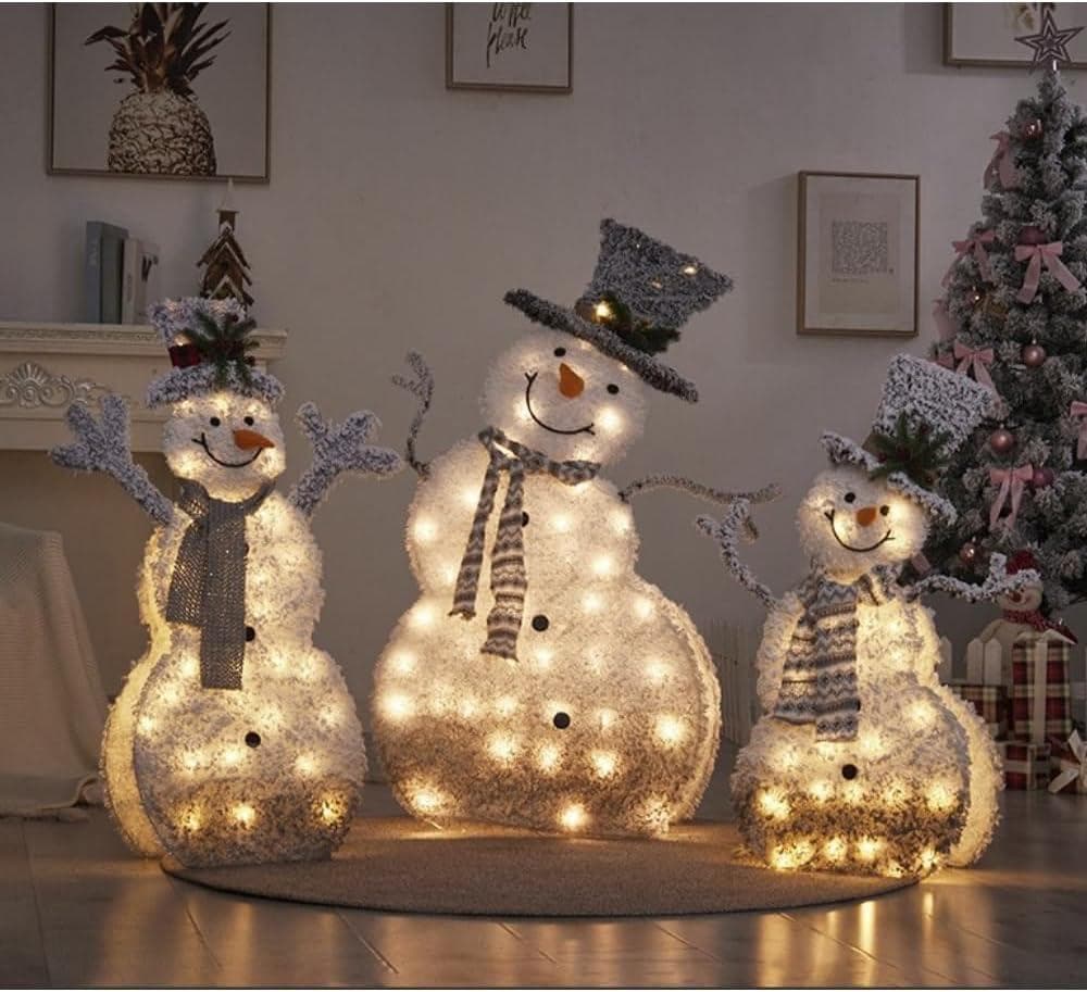 ★値下げ訳あり★ スノーマン屋内屋外ライト　雪だるま　折りたたみ　オブジェ