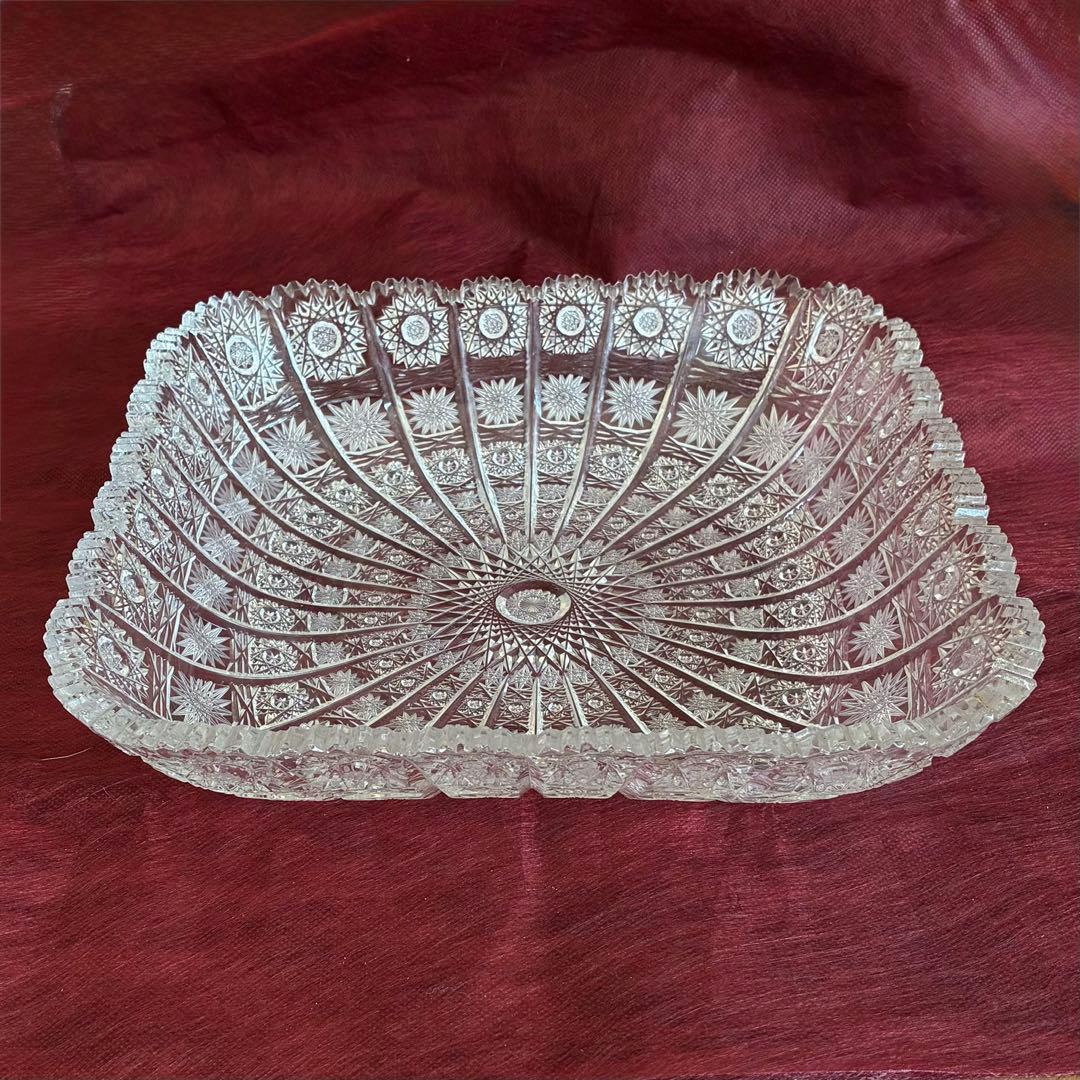 ボヘミアクリスタル 27cm 500Pk相当 ガラス スクエアボウル 大鉢