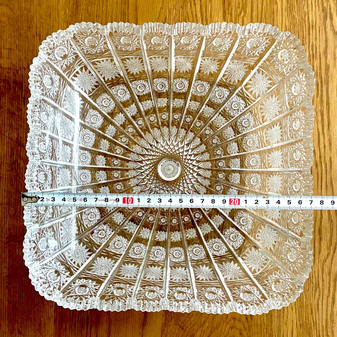 ボヘミアクリスタル 27cm 500Pk相当 ガラス スクエアボウル 大鉢