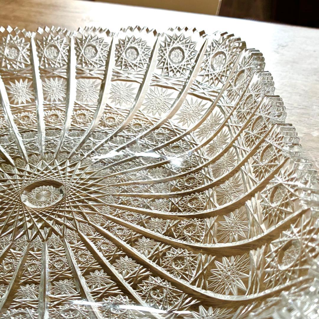 ボヘミアクリスタル 27cm 500Pk相当 ガラス スクエアボウル 大鉢