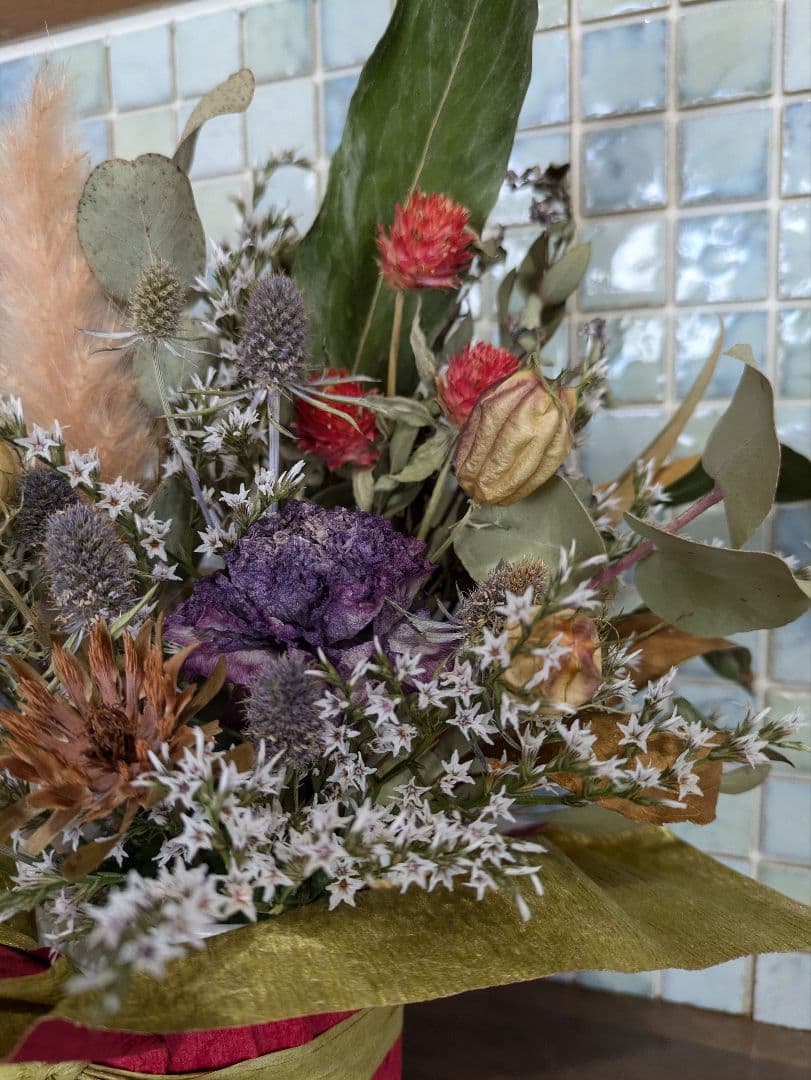 ドライフラワー★アレンジメント★グレビレア　ニゲラ　ストロベリーフィールド　癒し