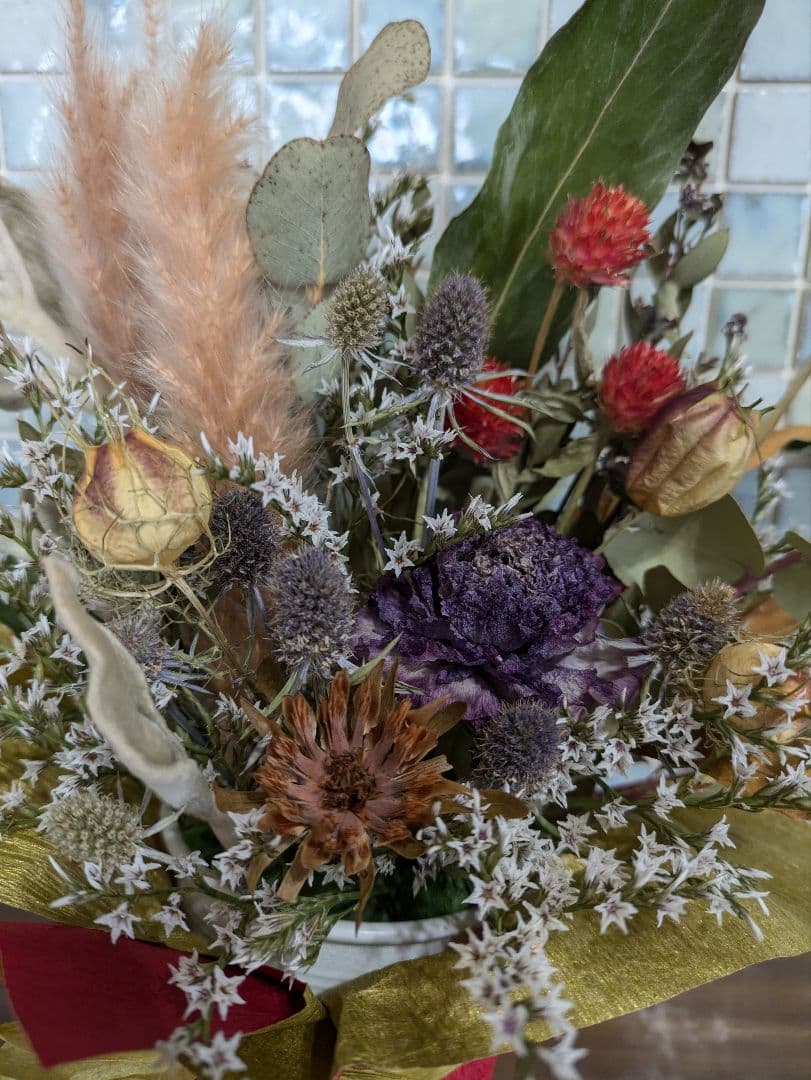 ドライフラワー★アレンジメント★グレビレア　ニゲラ　ストロベリーフィールド　癒し