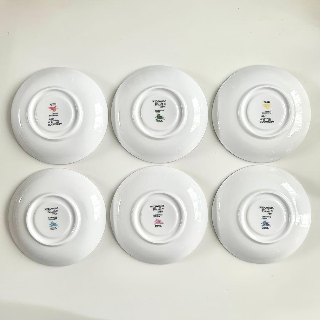 新品 ウェッジウッド フロレンティーン ティーボウル&ソーサー 6色セット