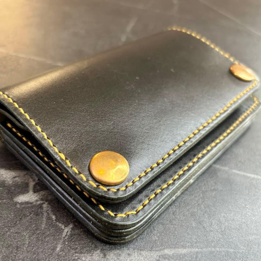 タイダイ　トラッカーウォレット　革財布　ハンドメイド　ミドルトラッカーウォレット