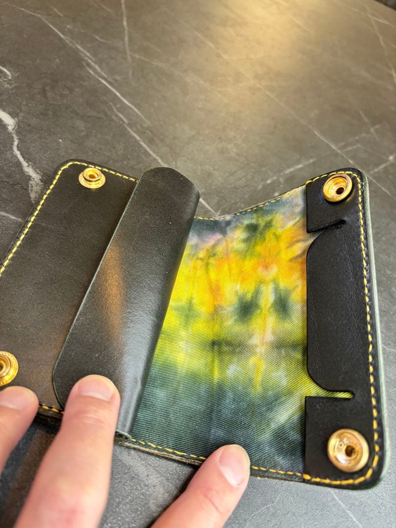 タイダイ　トラッカーウォレット　革財布　ハンドメイド　ミドルトラッカーウォレット
