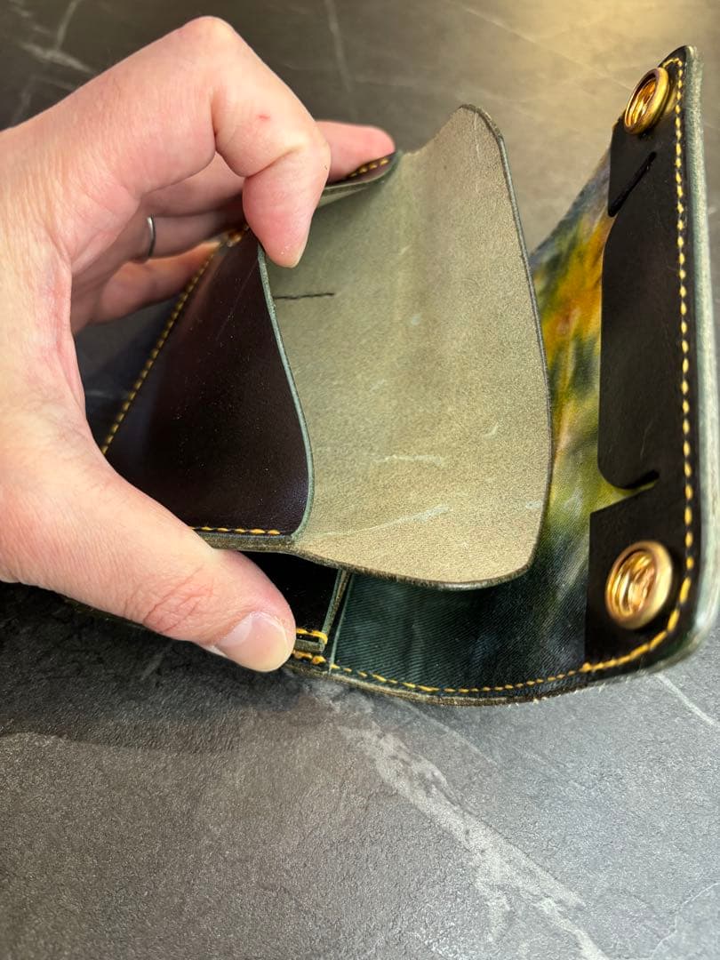 タイダイ　トラッカーウォレット　革財布　ハンドメイド　ミドルトラッカーウォレット