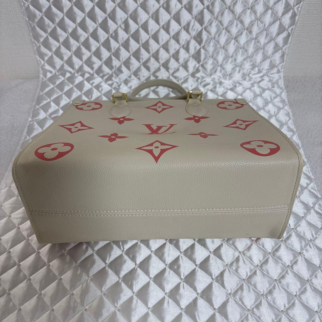 USED LVノベルティ モノグラム ショルダートートバッグ アイボリー×ピンク