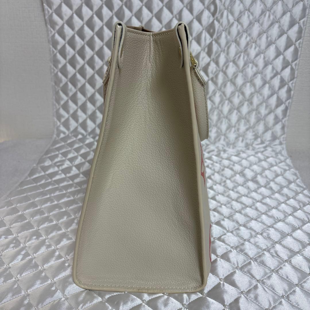 USED LVノベルティ モノグラム ショルダートートバッグ アイボリー×ピンク