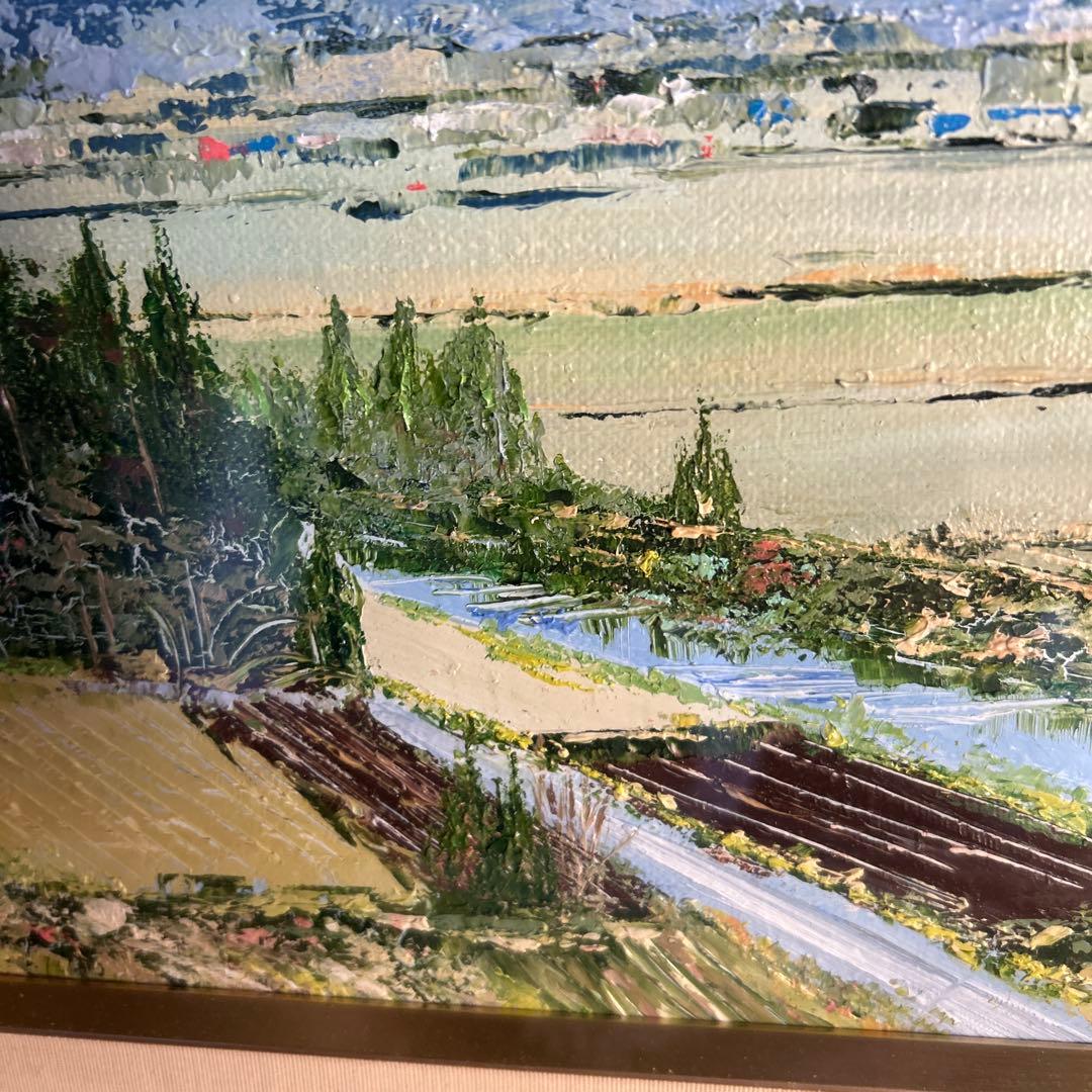 山岳風景 油彩画 シルバー額縁