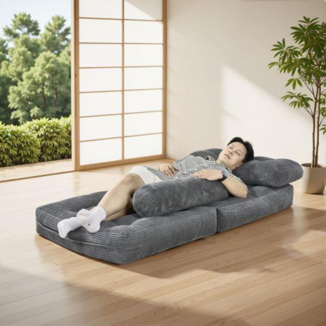 幅85cm折りたたみ ソファベッド 枕付きマットレス シュレッドフォーム多機能