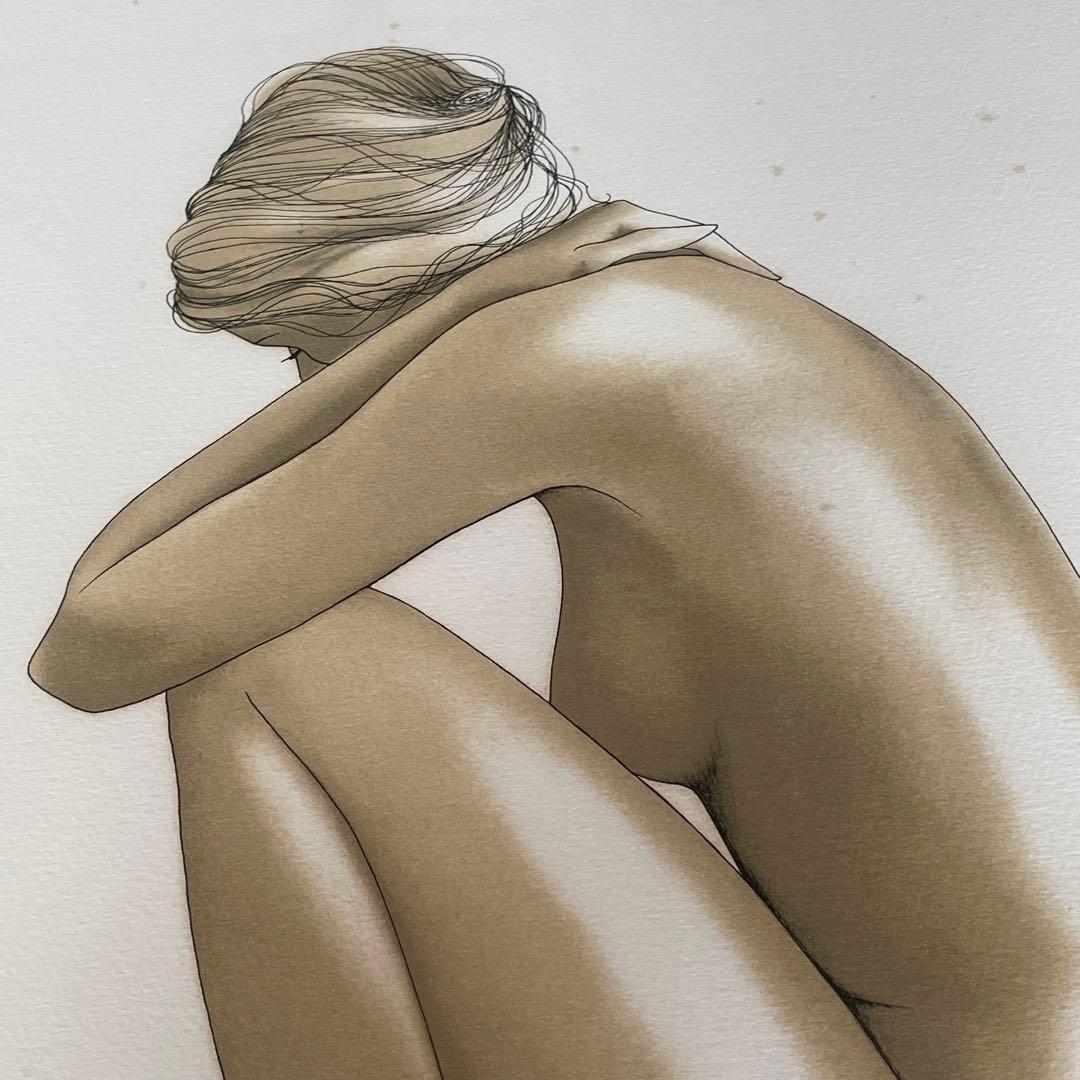 【真作】MANZANO 女性ヌード シルクスクリーン サイン入り 額装