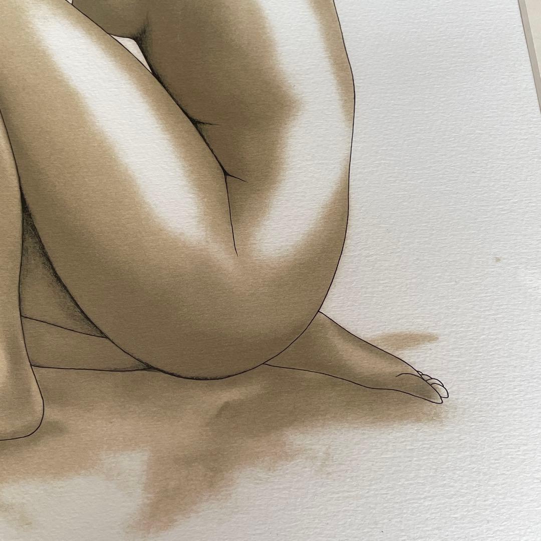 【真作】MANZANO 女性ヌード シルクスクリーン サイン入り 額装