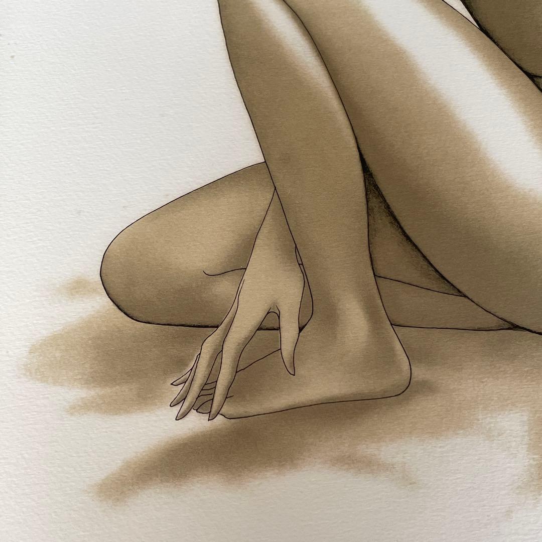 【真作】MANZANO 女性ヌード シルクスクリーン サイン入り 額装