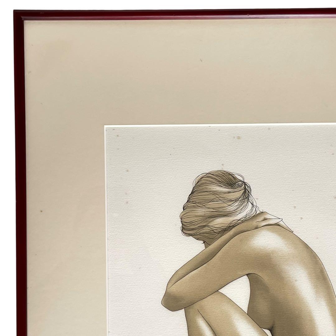 【真作】MANZANO 女性ヌード シルクスクリーン サイン入り 額装