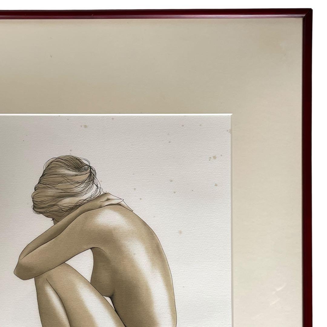 【真作】MANZANO 女性ヌード シルクスクリーン サイン入り 額装