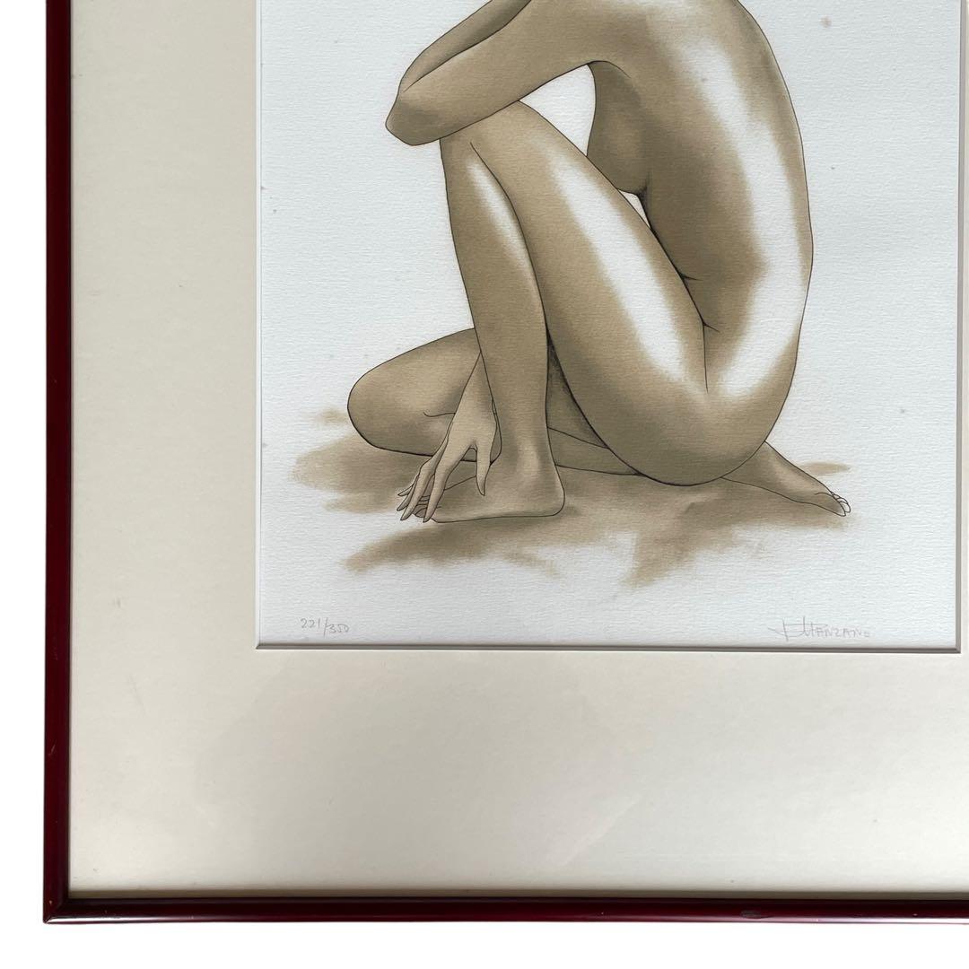 【真作】MANZANO 女性ヌード シルクスクリーン サイン入り 額装