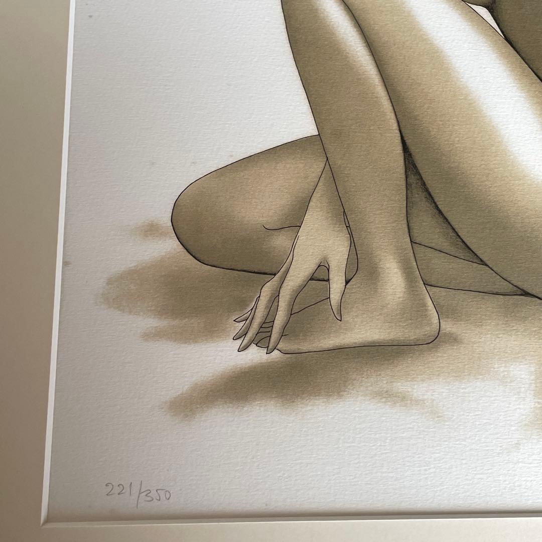 【真作】MANZANO 女性ヌード シルクスクリーン サイン入り 額装