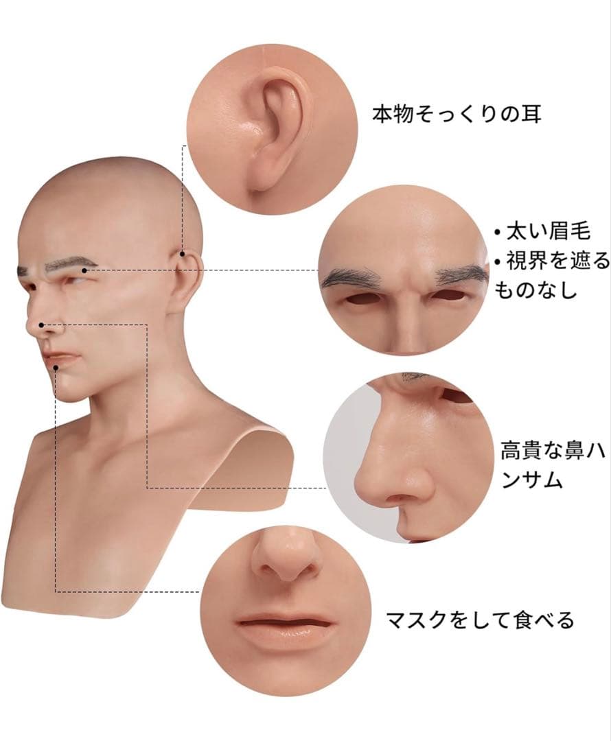 CRRCLSY] シリコン仮面 男性コスプレのためのハンサムなイケメン 変装用