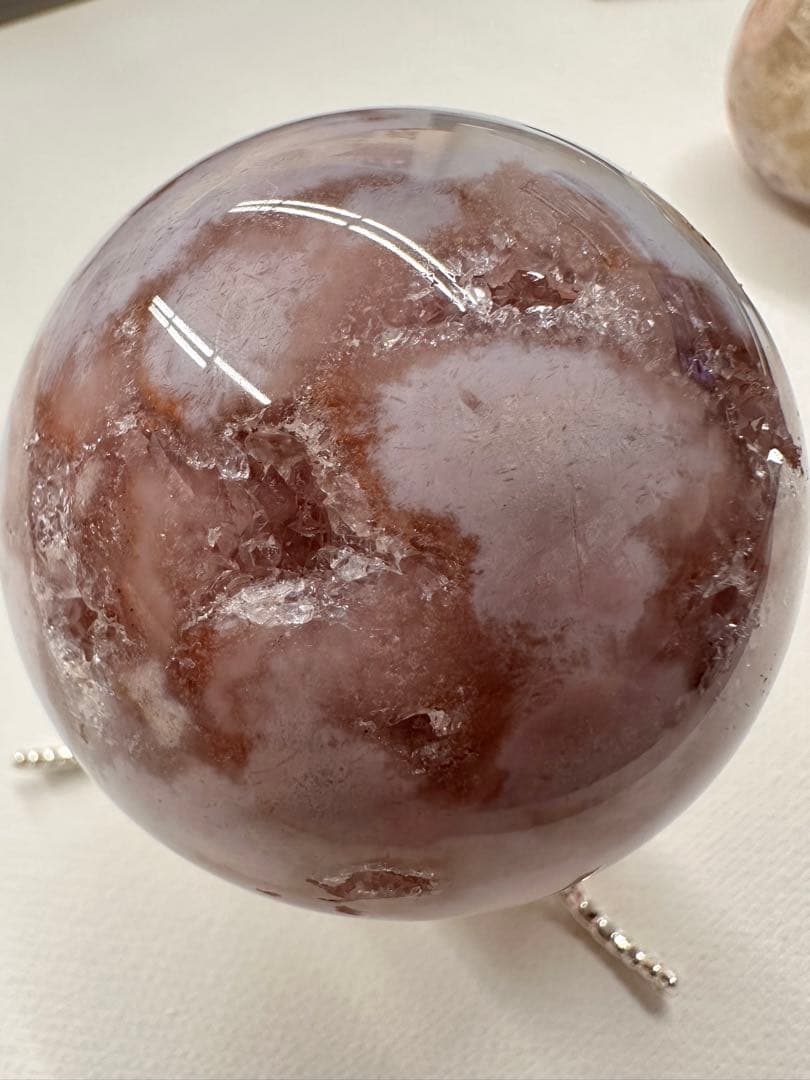 高品質　ピンクアメジスト　ブルーアゲート　水晶　笑口　スフィア