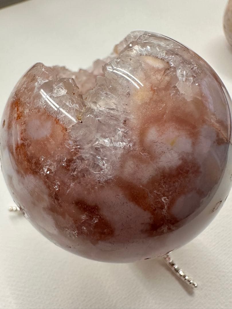 高品質　ピンクアメジスト　ブルーアゲート　水晶　笑口　スフィア