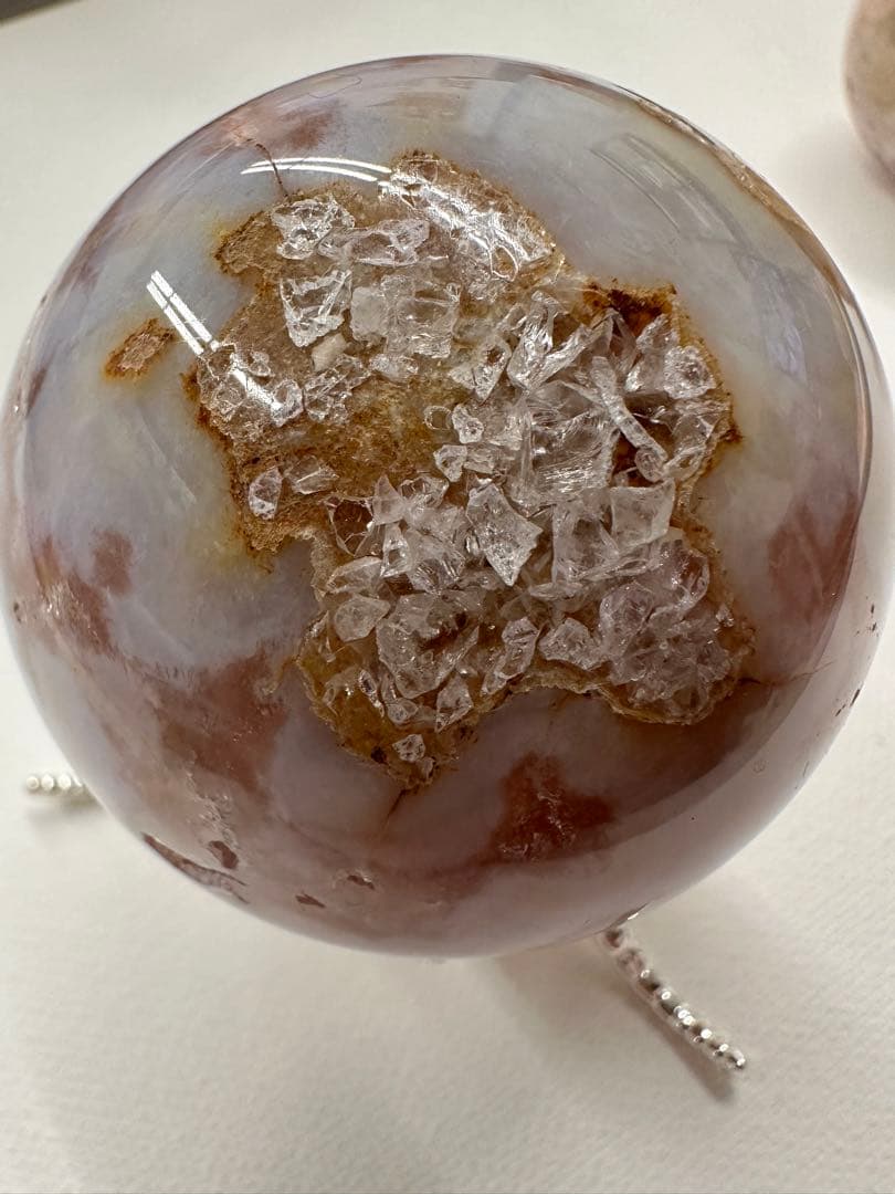 高品質　ピンクアメジスト　ブルーアゲート　水晶　笑口　スフィア