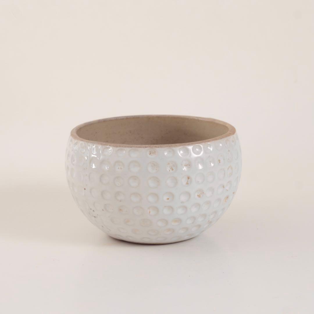 水玉 型押し 白い ボウル 抹茶碗 古道具 アンティーク