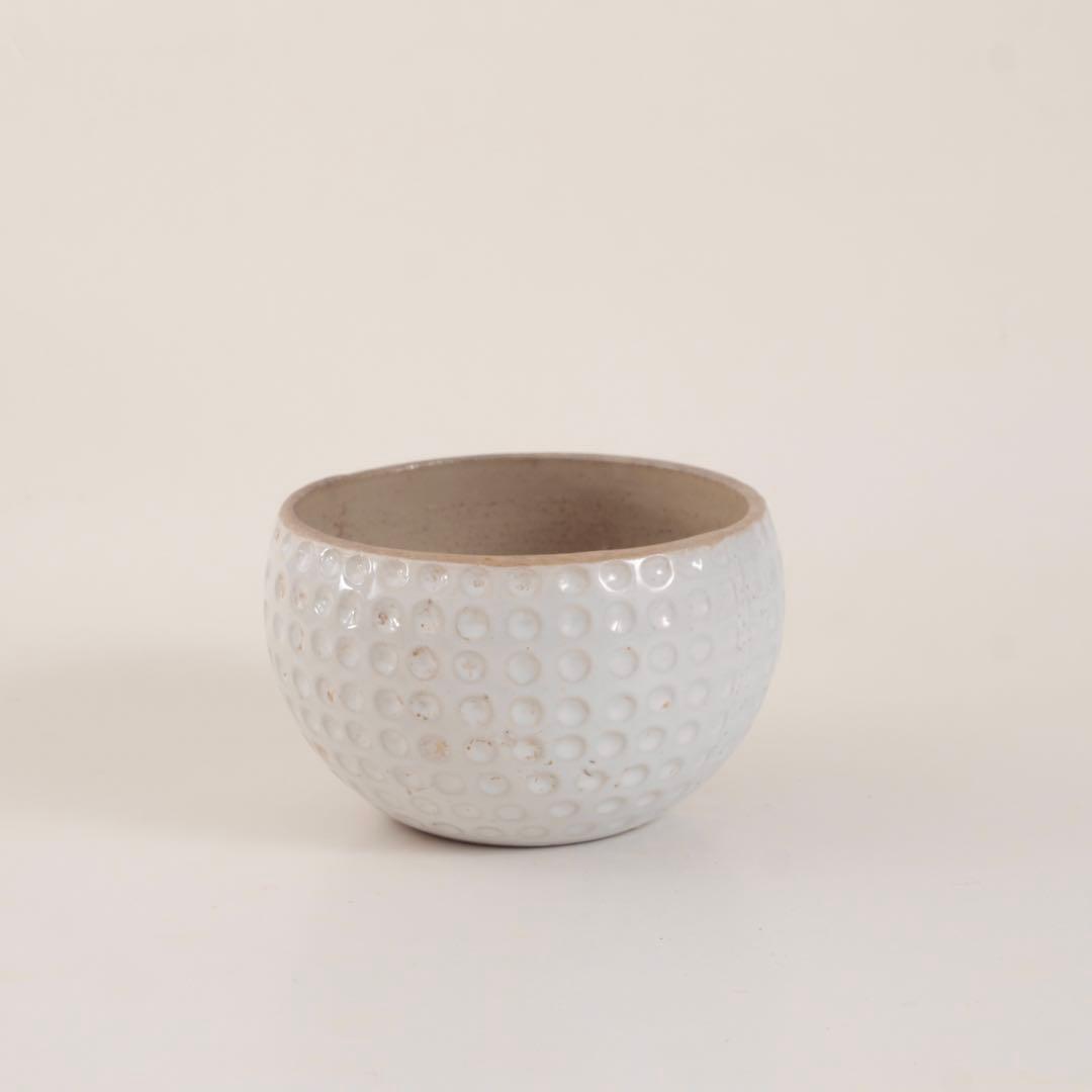 水玉 型押し 白い ボウル 抹茶碗 古道具 アンティーク