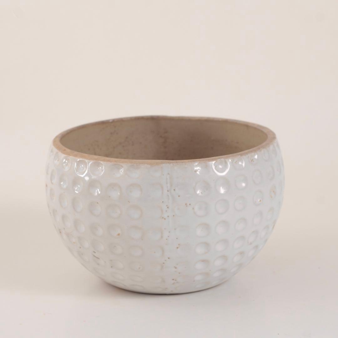 水玉 型押し 白い ボウル 抹茶碗 古道具 アンティーク