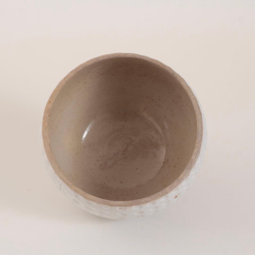 水玉 型押し 白い ボウル 抹茶碗 古道具 アンティーク