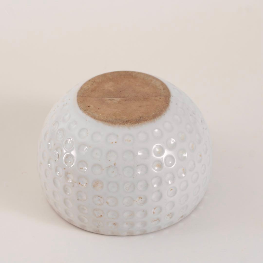 水玉 型押し 白い ボウル 抹茶碗 古道具 アンティーク