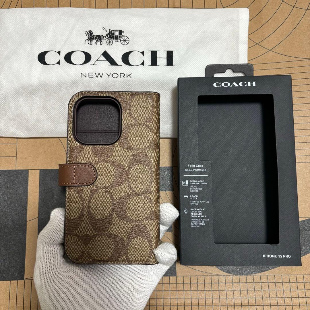 COACH iPhone15Pro手帳型ケース 新品未使用品●値下げしました！