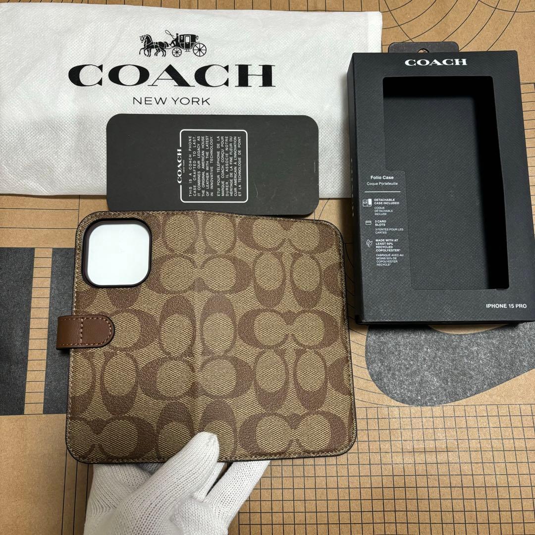 COACH iPhone15Pro手帳型ケース 新品未使用品●値下げしました！