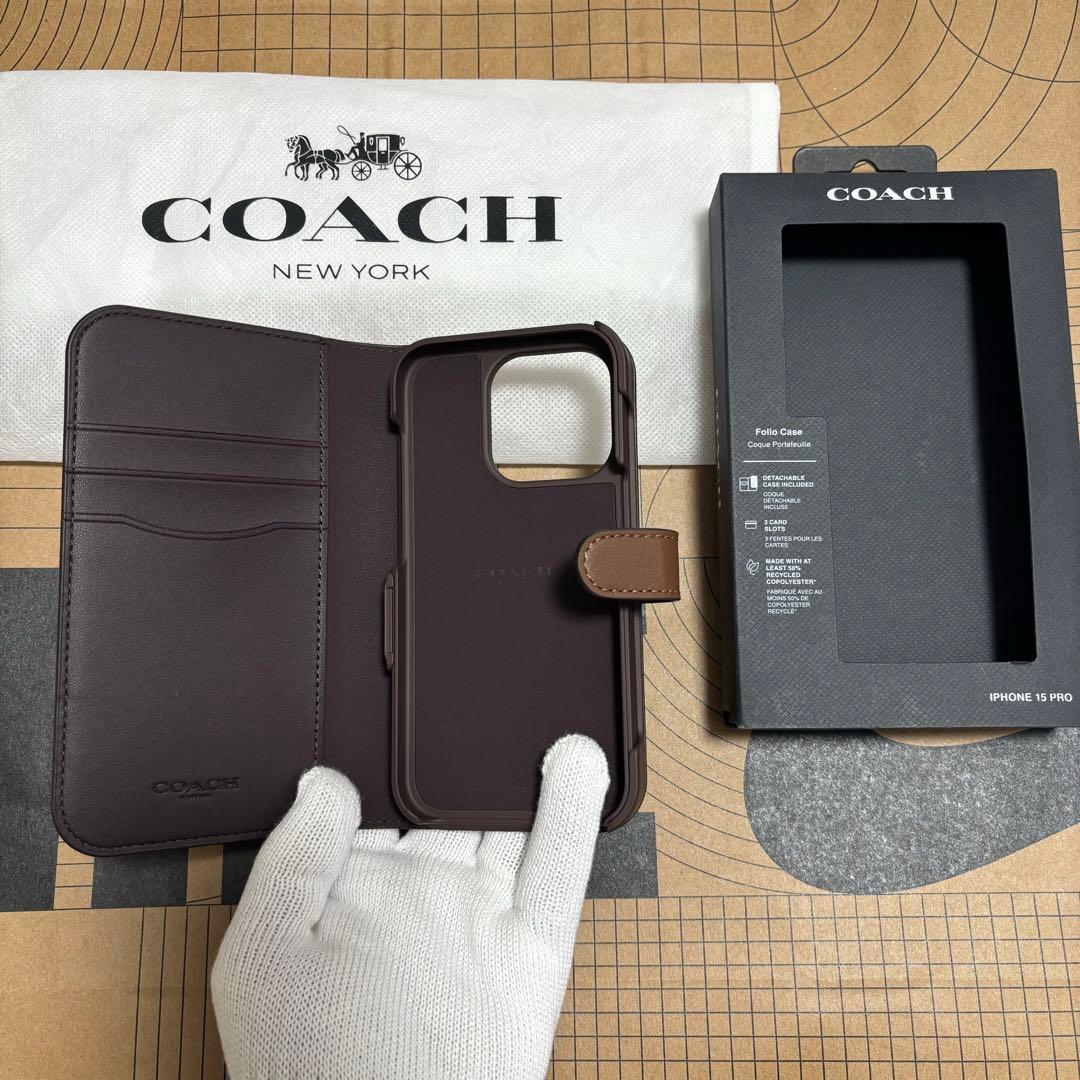 COACH iPhone15Pro手帳型ケース 新品未使用品●値下げしました！